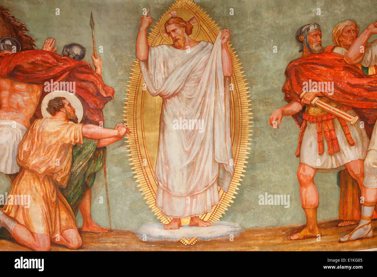 Fresco in St Paul's church : St Paul's conversion Stock Photo