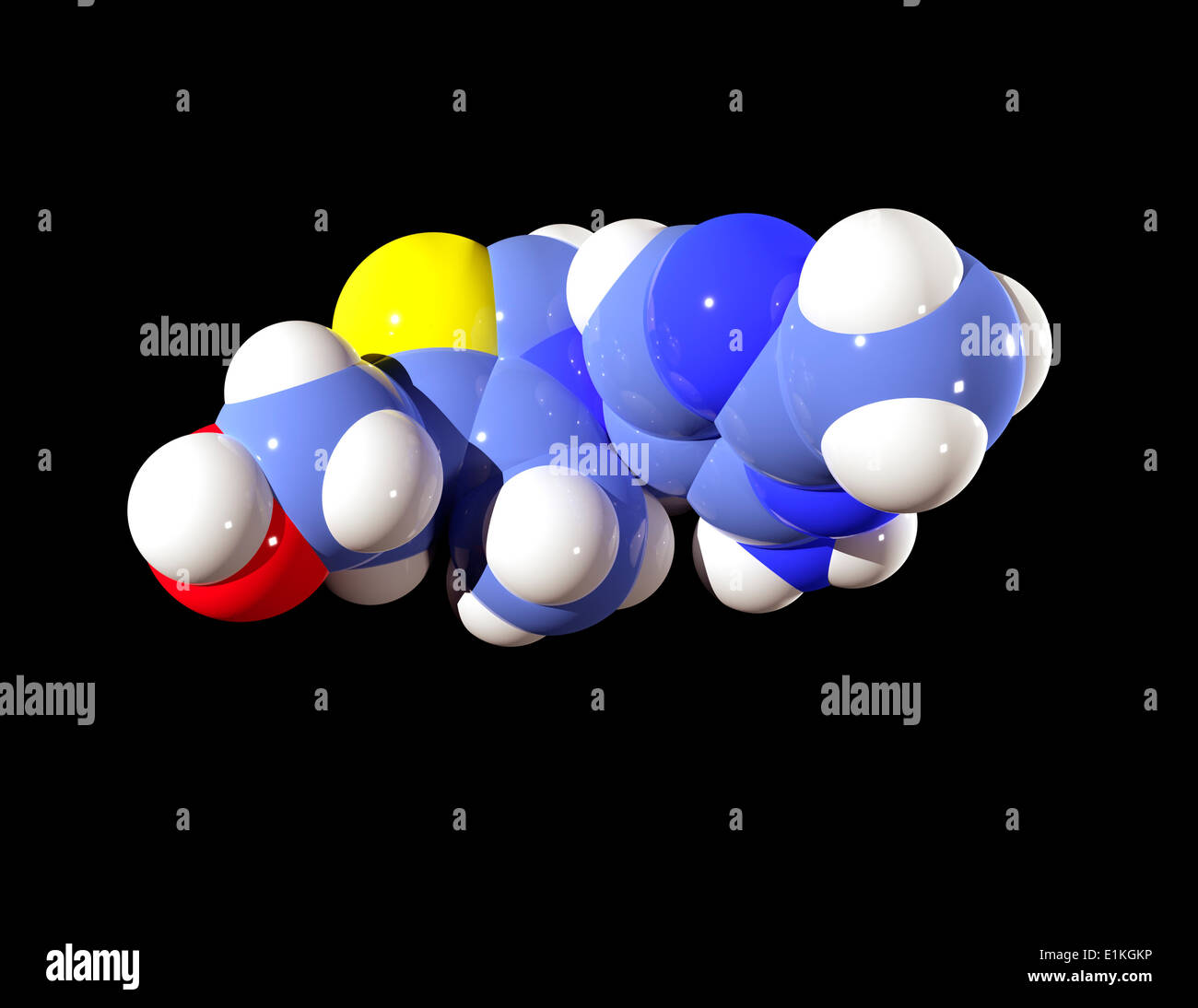Vitamin B1 molecule Computer model showing the structure of a molecule of vitamin B1 (thiamine) Vitamin B1 is an essential Stock Photo