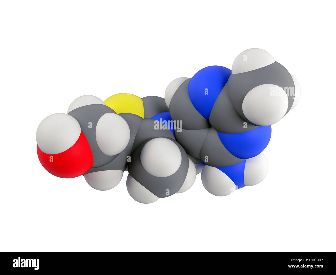 Vitamin B1 molecule Computer model showing the structure of a molecule of vitamin B1 (thiamine) Vitamin B1 is an essential Stock Photo