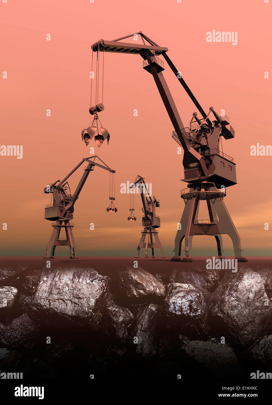 Artwork of coal mining Stock Photo - Alamy