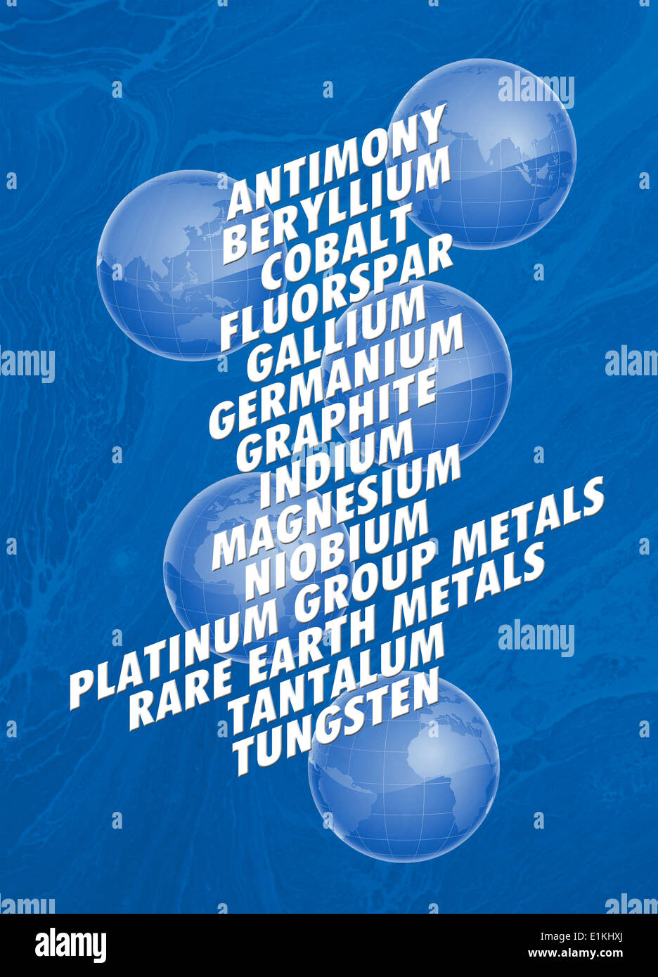 Graphic illustration of rate materials used in industry. Stock Photo