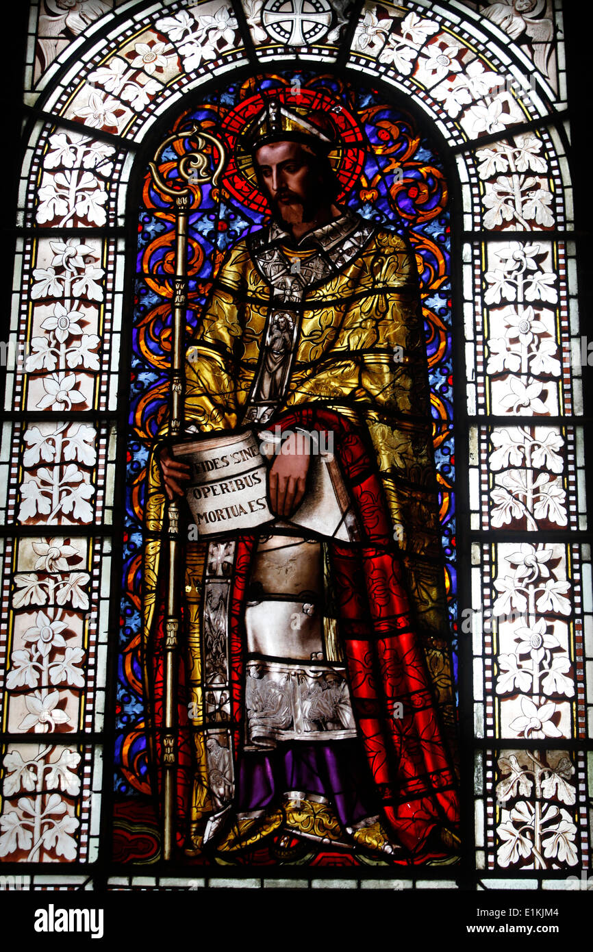 Paris, France Saint Vincent de Paul church Stained glass : St Martin Stock Photo