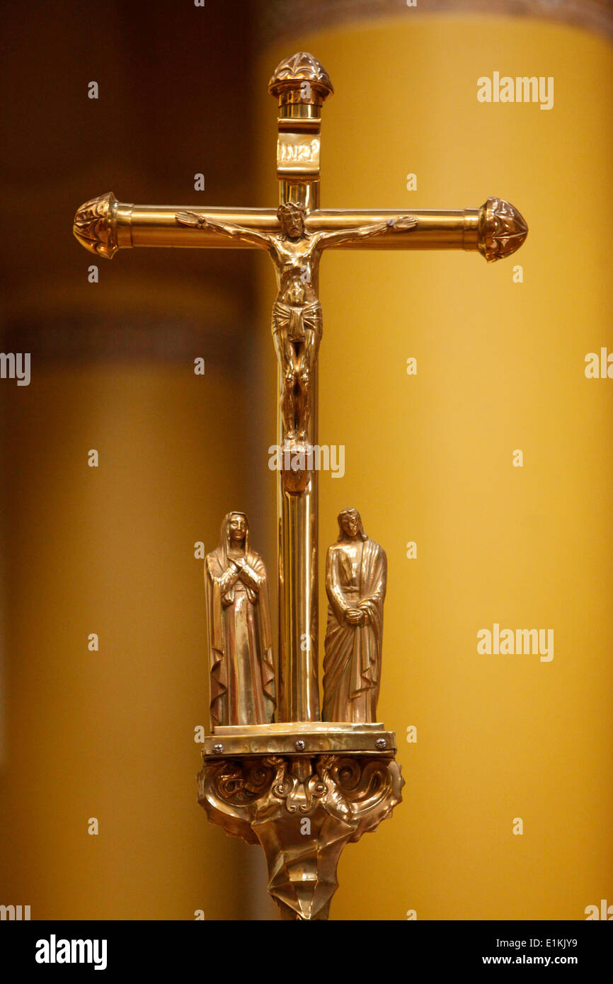 Paris, France Golden cross in Saint-Dominique church Stock Photo