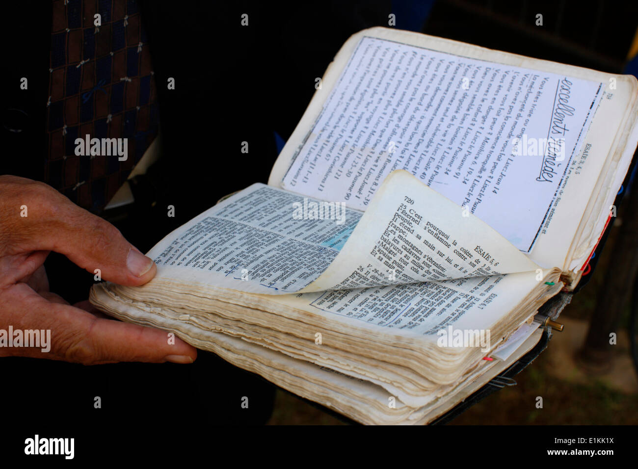 Bible reading at a Gipsy Evangelical meeting Stock Photo