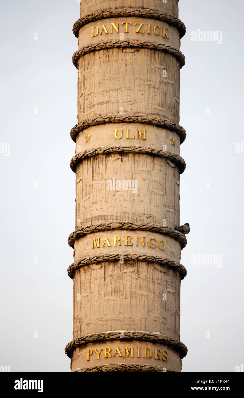 Detail of the Chatelet column : Napoleon's victories Stock Photo