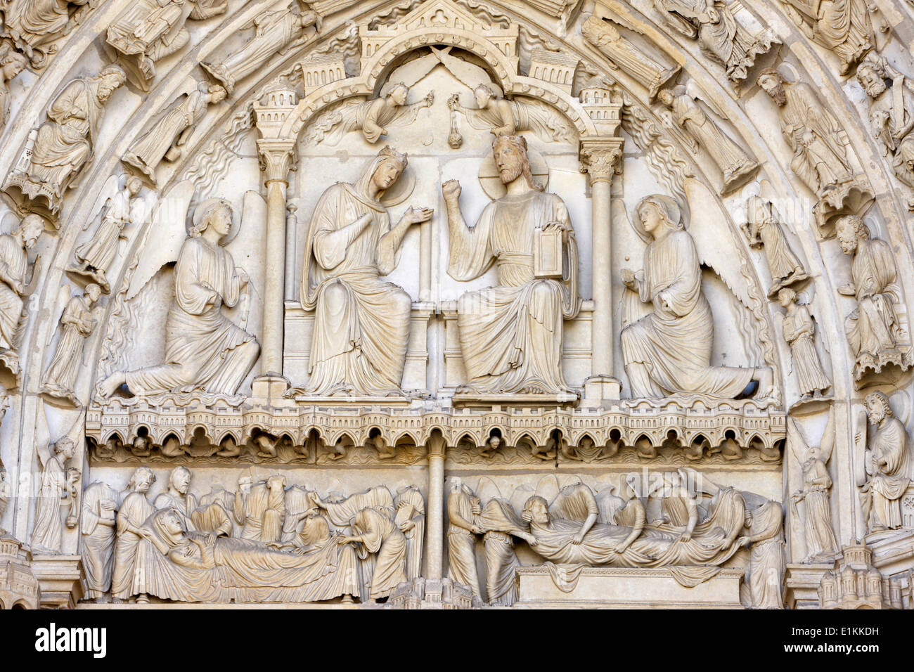 NotreDame de Chartres cathedral. North gate, central tympanum Mary and