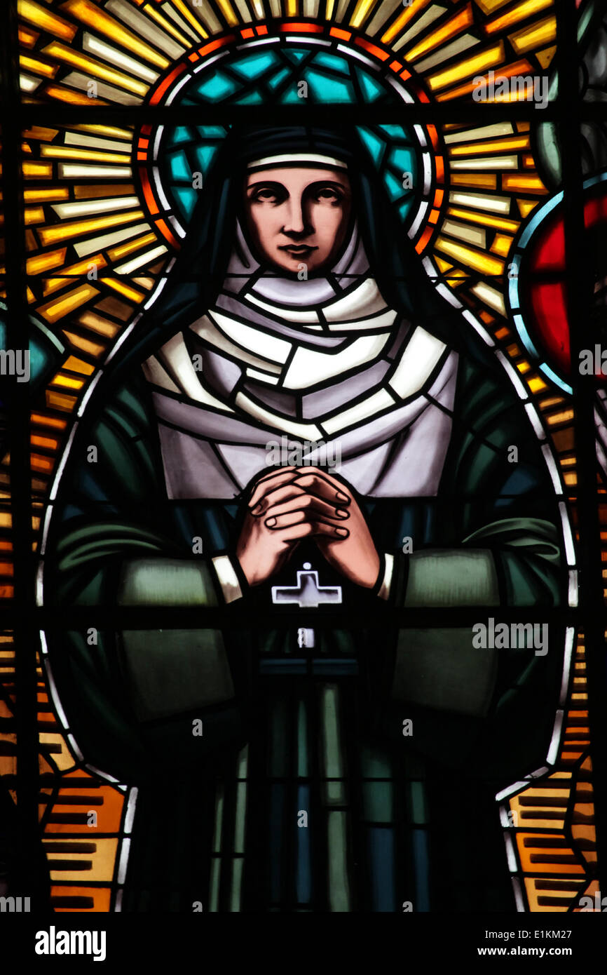 Stained glass depicting SainteJeanne de Chantal Stock Photo Alamy