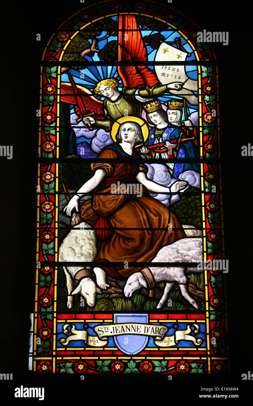 Stained glass depicting Joan of Ark Stock Photo Alamy