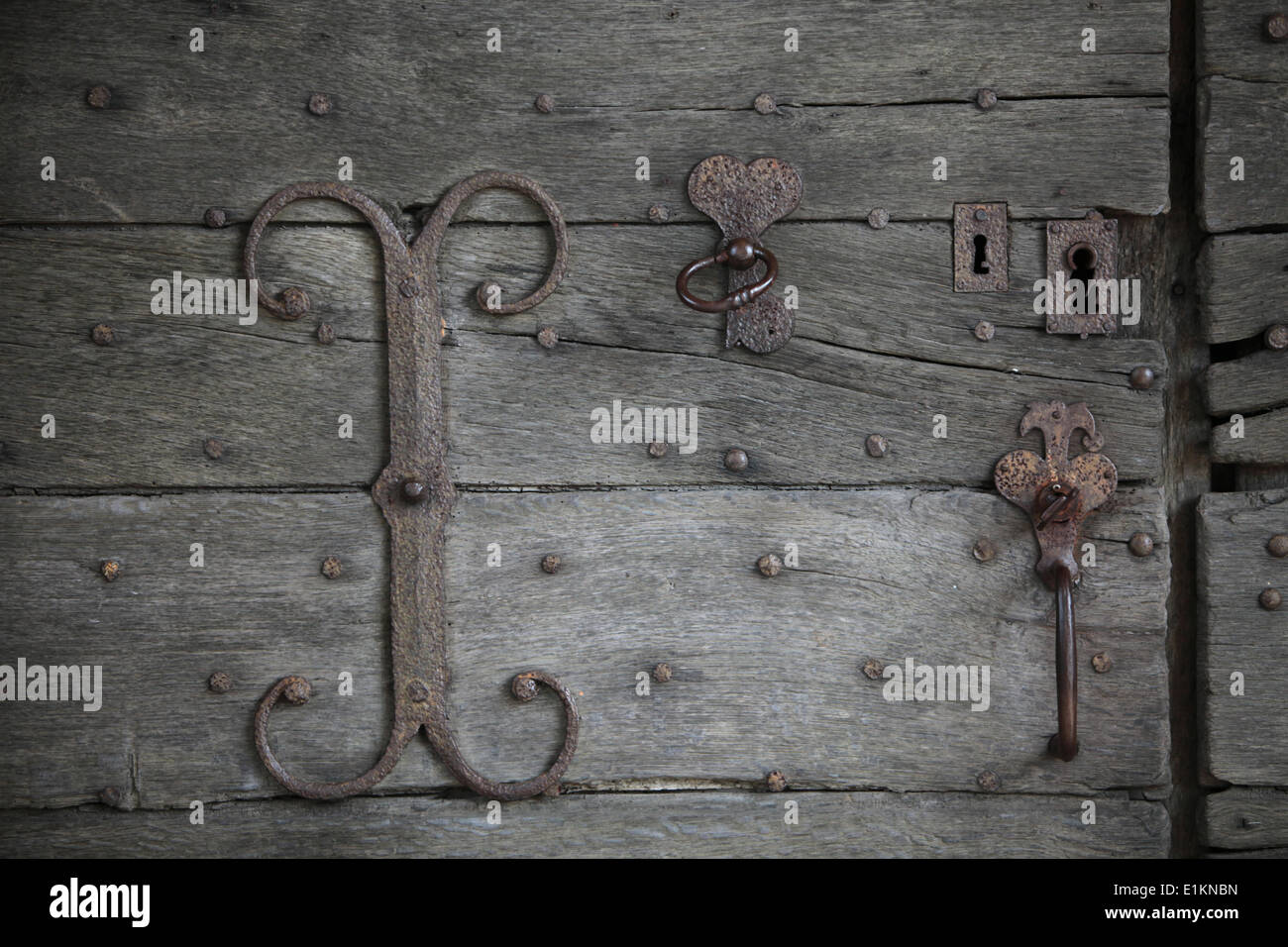 Wooden door of MontSaintVincent church Stock Photo Alamy