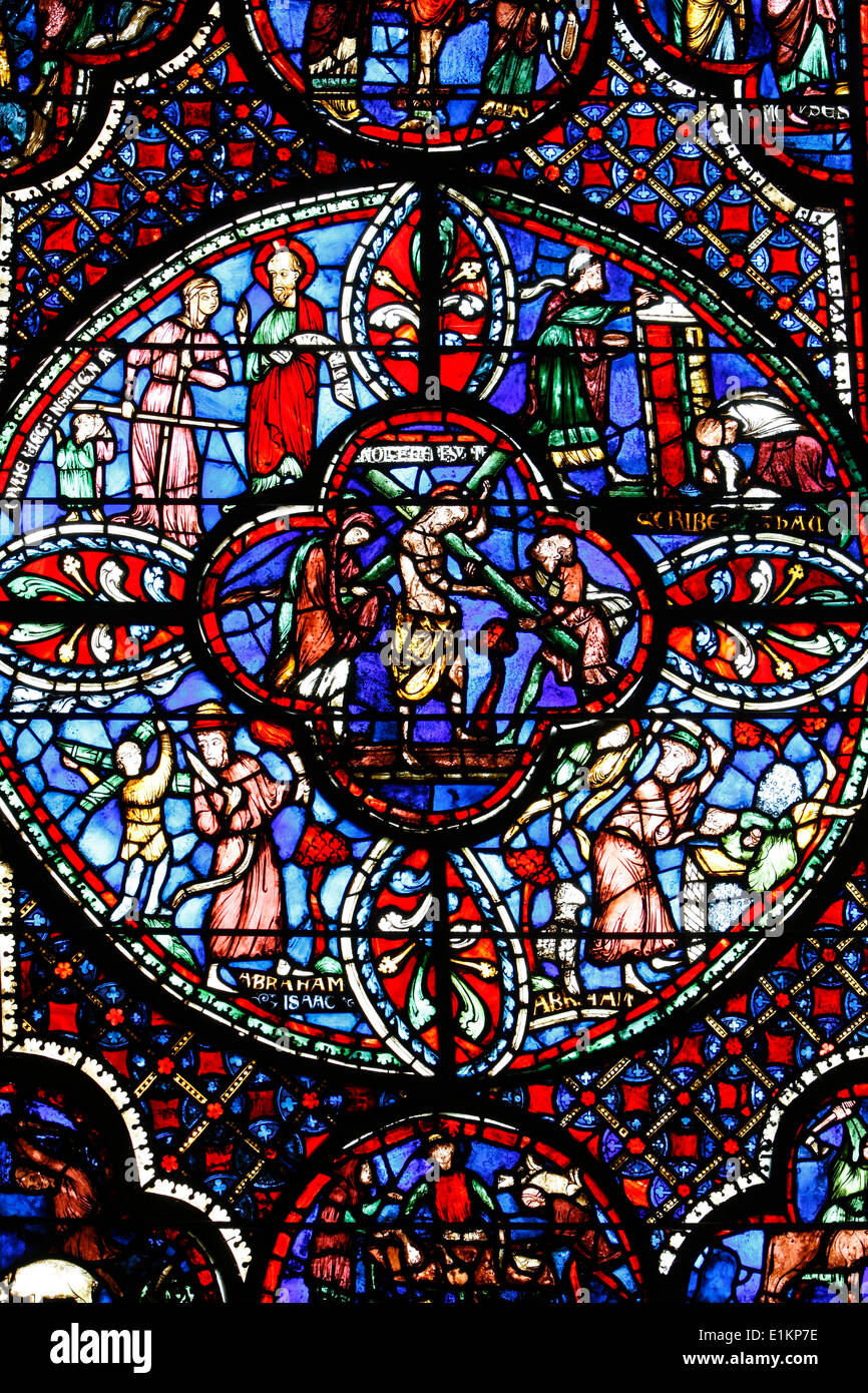 Stained glass in Bourges cathedral : the new covenant Stock Photo