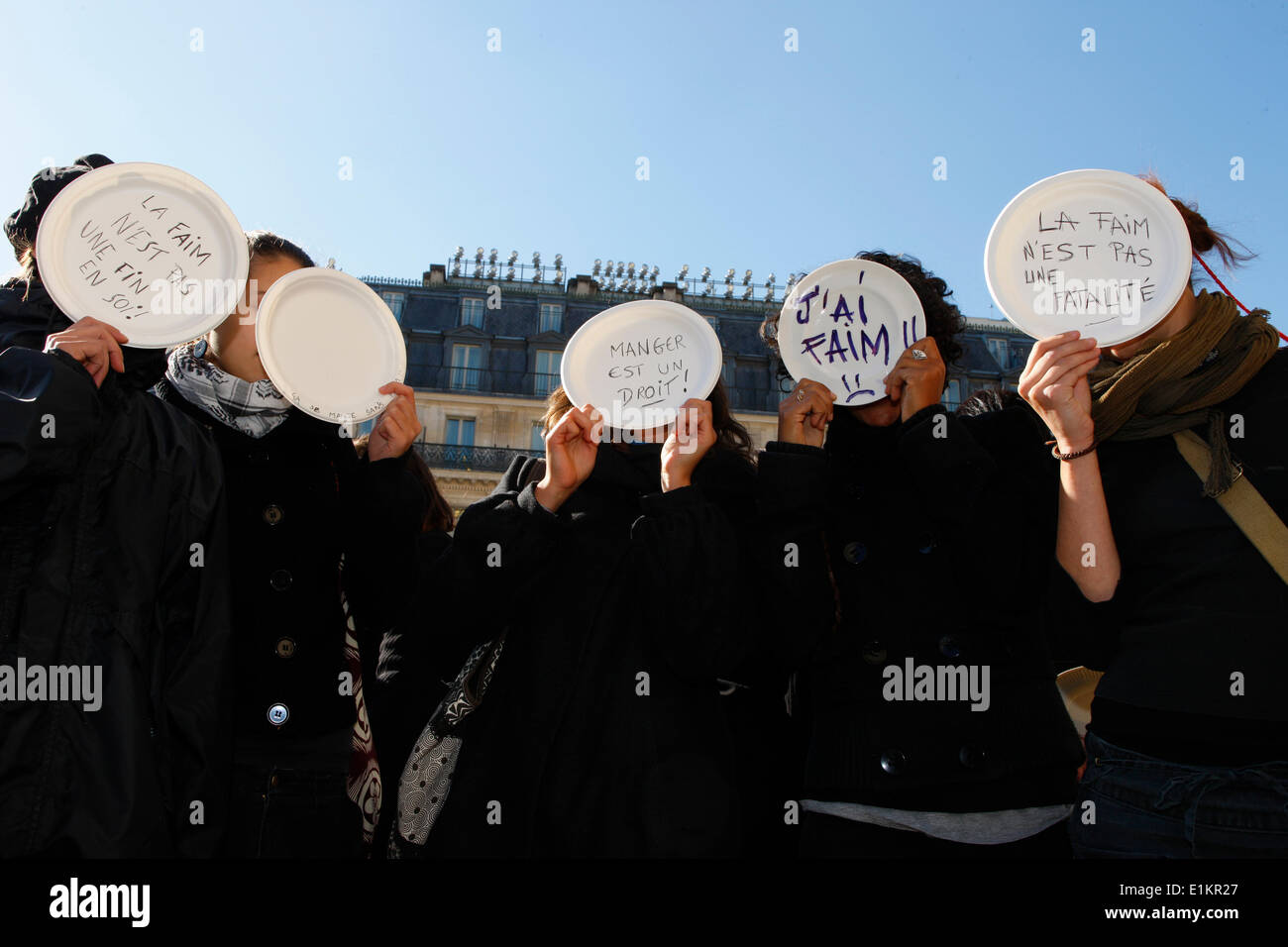 Demonstration against hunger in the world with the french ngo CCFD. Stock Photo