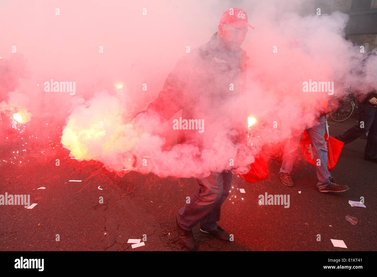 Demonstration against late retirement Stock Photo