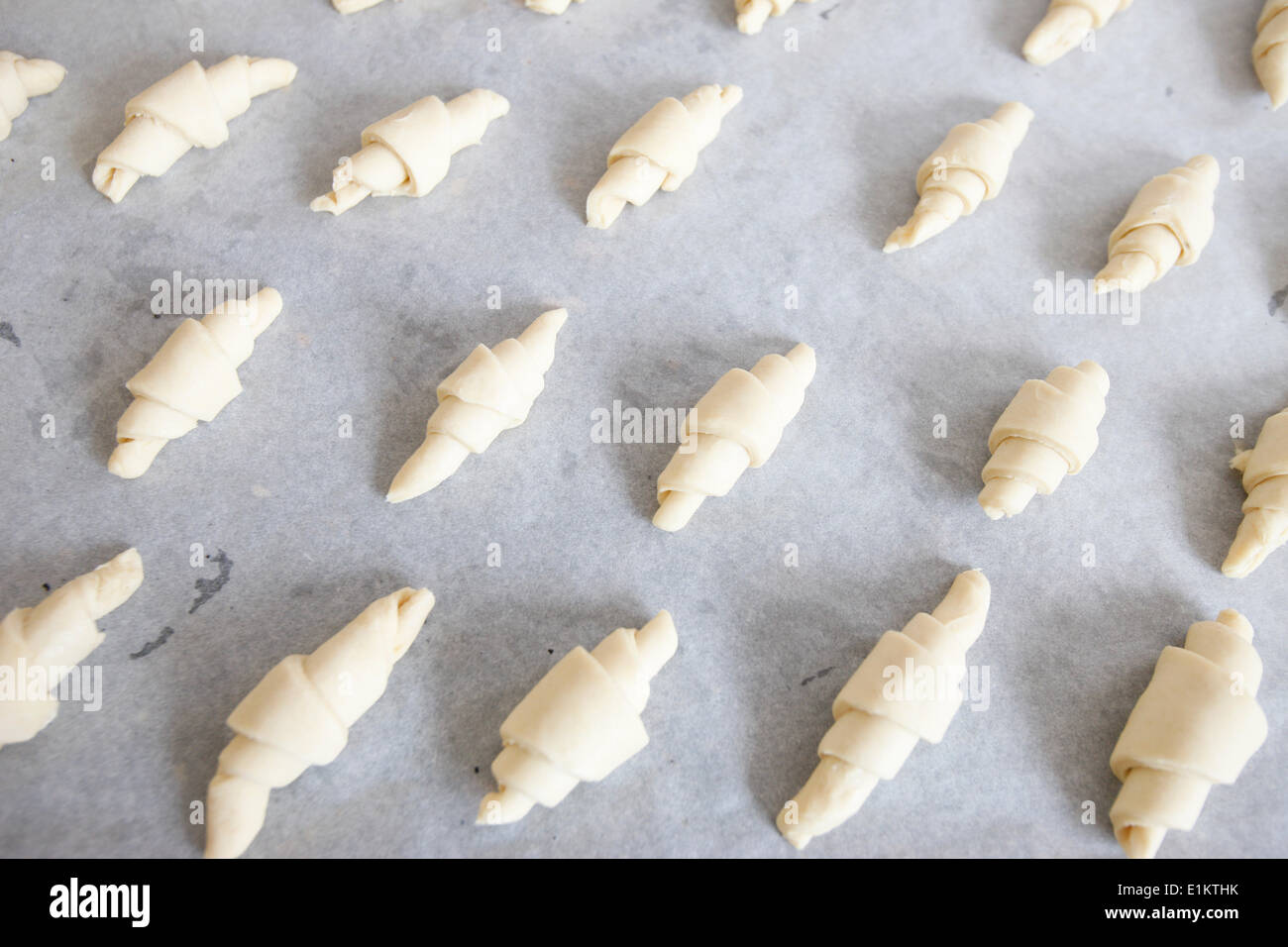 Croissants ready for baking Stock Photo