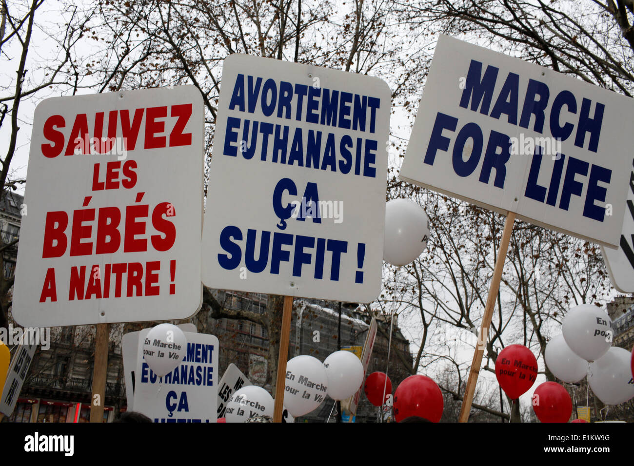 Pro-Life (anti abortion) demonstration in Paris Stock Photo