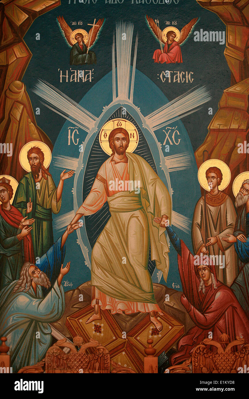 Greek orthodox icon christ s resurrection stock photo alamy