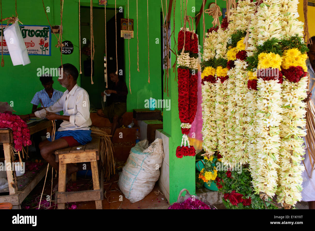 India, Tamil Nadu, Madurai, flower market Stock Photo 69895136 Alamy