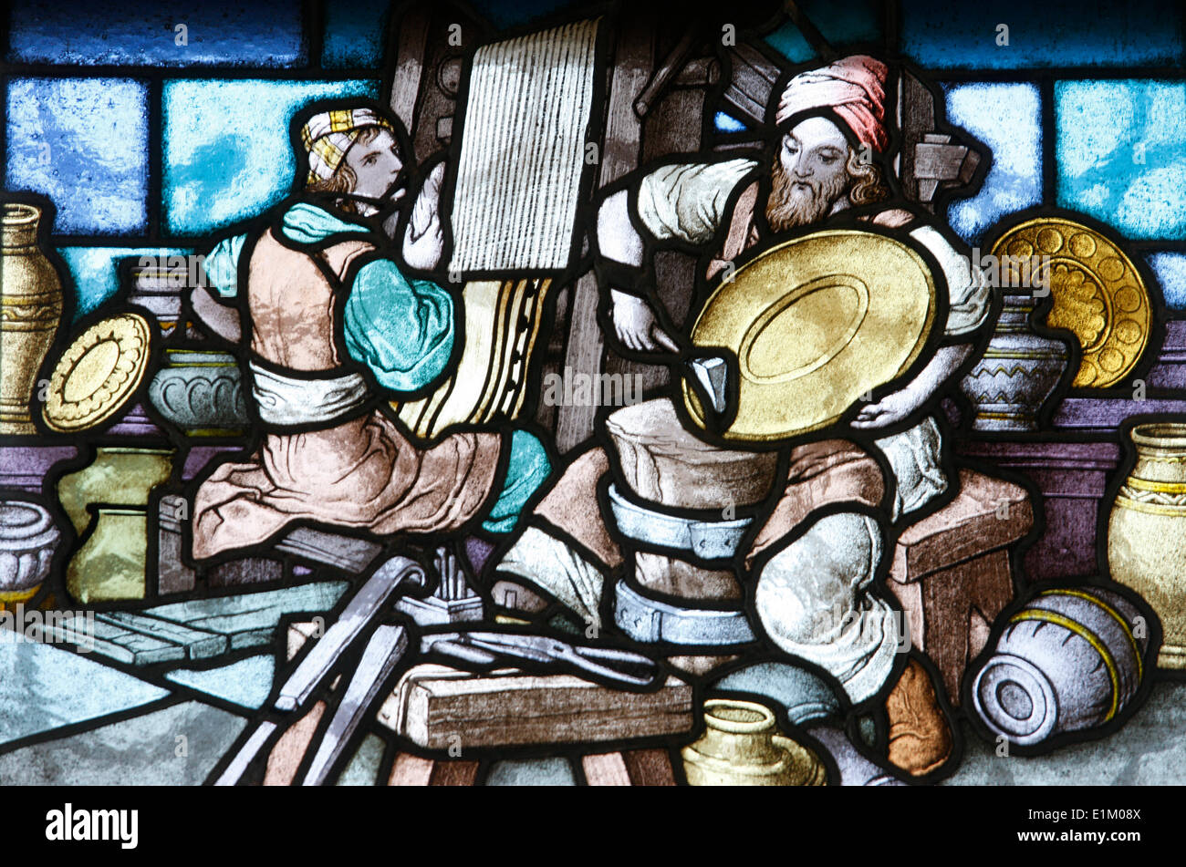 Stained glass Jerusalem temple building Stock Photo Alamy