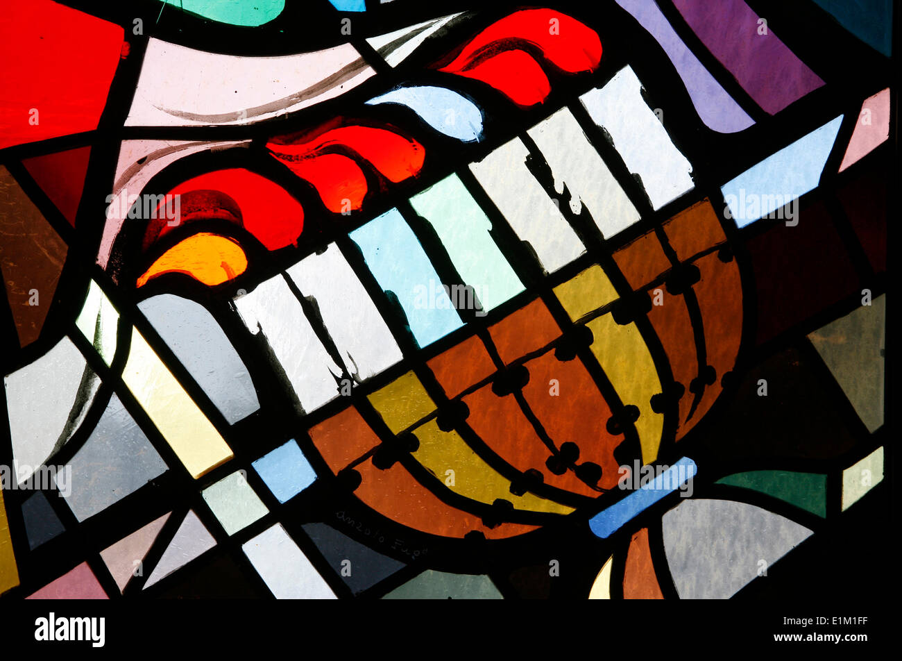 Stained glass in the Jerusalem great Synagogue menora Stock Photo Alamy