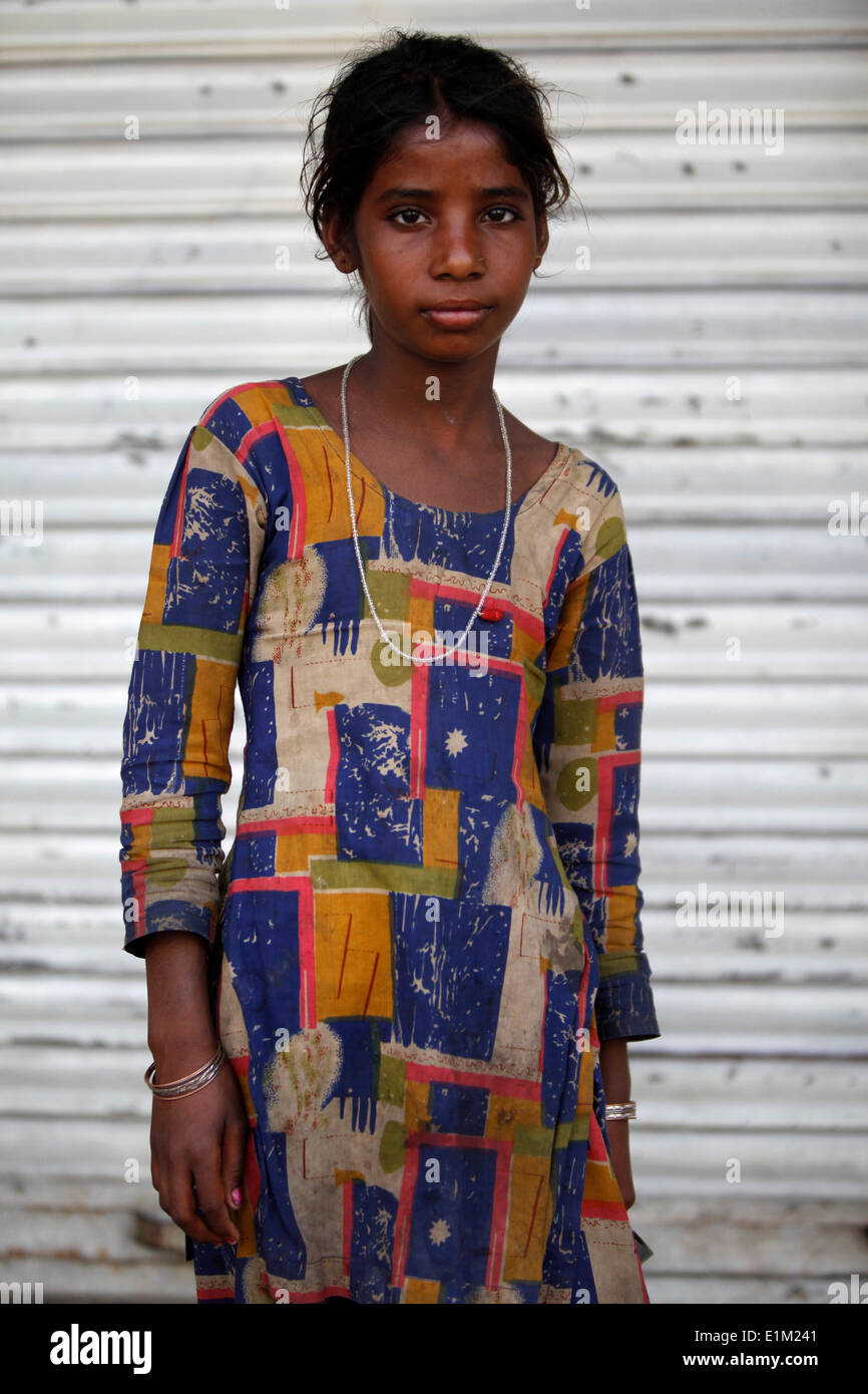 Indian girl child standing hi-res stock photography and images - Alamy