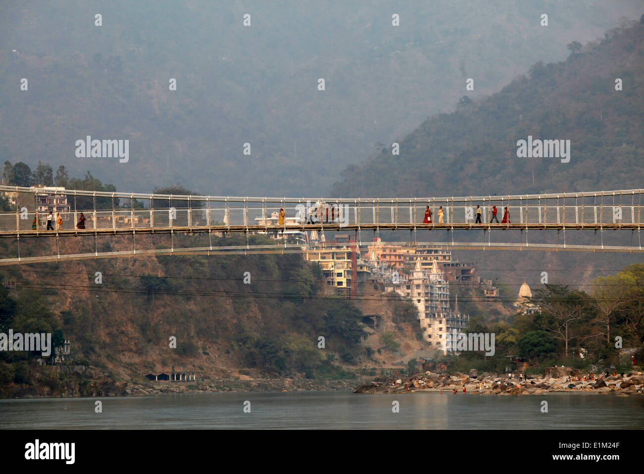 Ram Jula - bridge on the Ganga river Stock Photo - Alamy