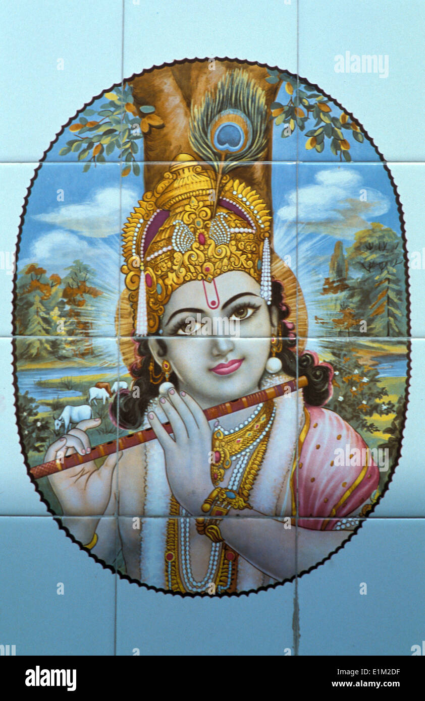 Hindu god Krishna with his flute Stock Photo Alamy