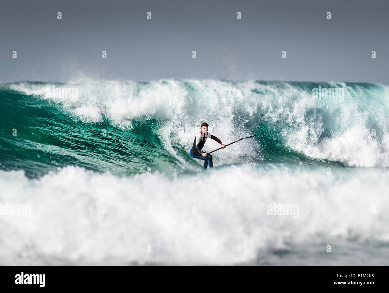 Stand up paddle surfing action Stock Photo Alamy