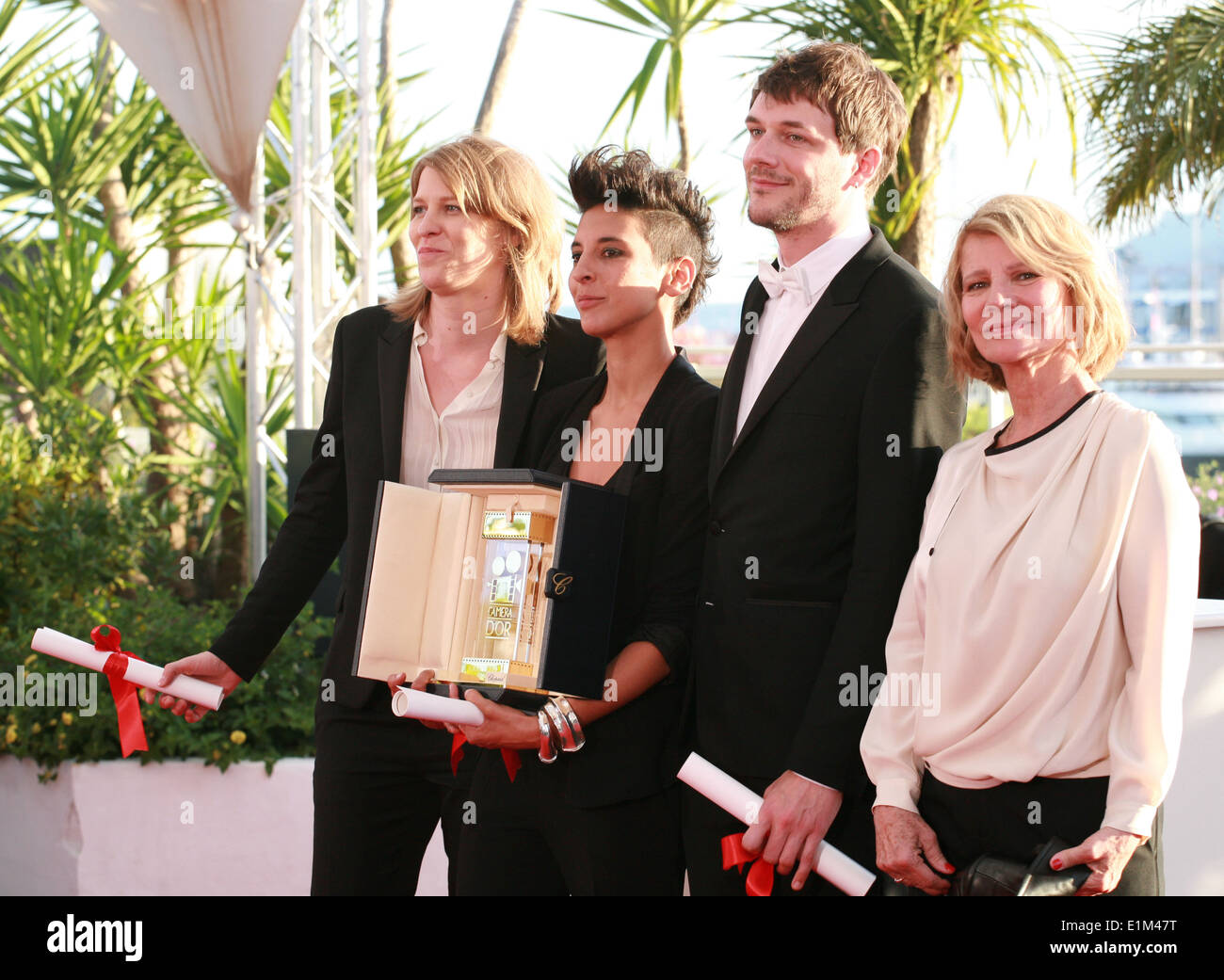 Claire Burger, Marie Amachoukeli, Samuel Theis and Nicole Garcia winner of Caméra d'or for the film Party Girl Stock Photo