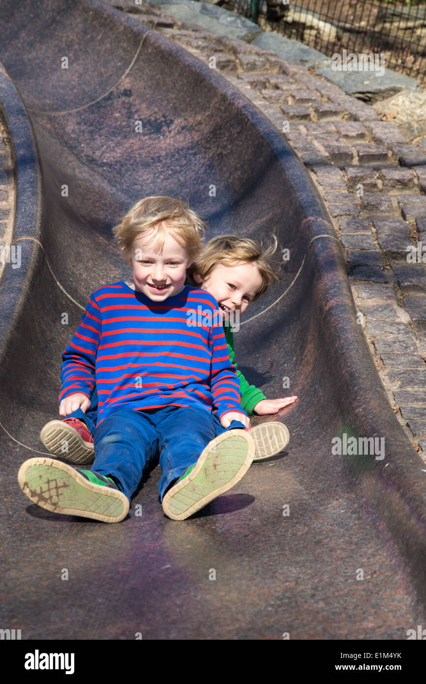 Stone Slide, Billy Johnson Playground, Central Park, NYC Stock Photo