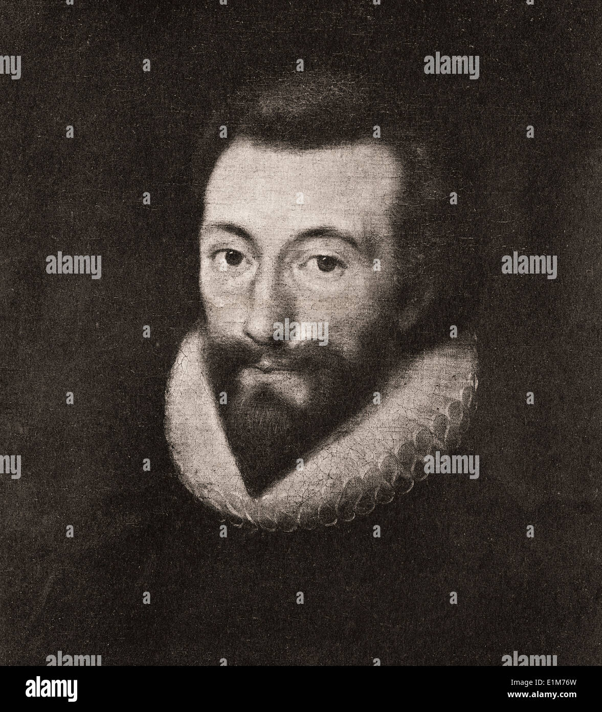 John Donne, aged 44. John Donne, 1572-1631. English metaphysical poet, satirist, lawyer and cleric. Stock Photo