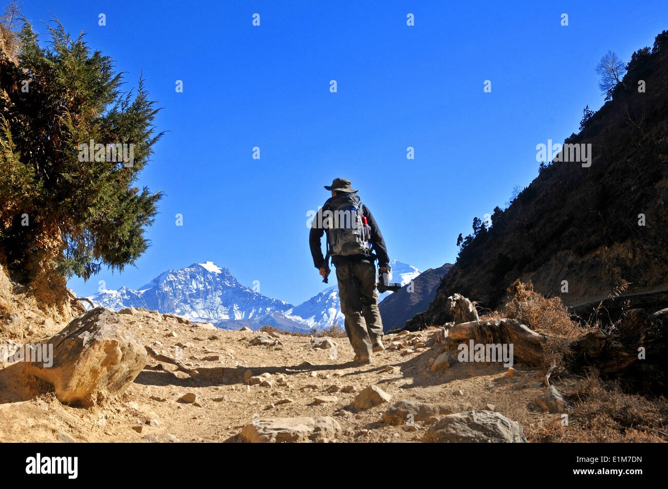Trekker in Mustang Stock Photo