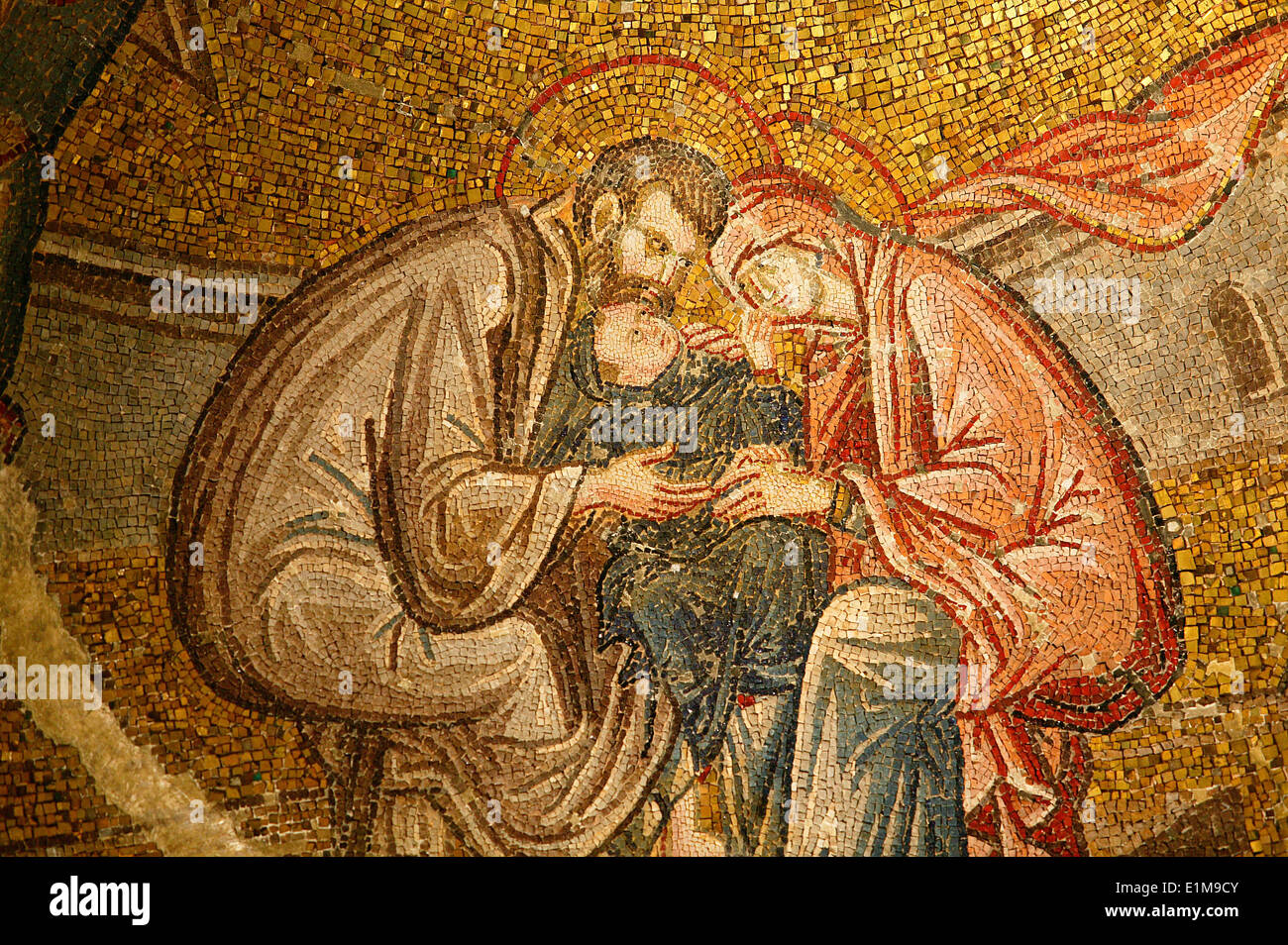 Church of St. Saviour of Chora. Saint Ann and  Joachim with Maryon their knees Stock Photo