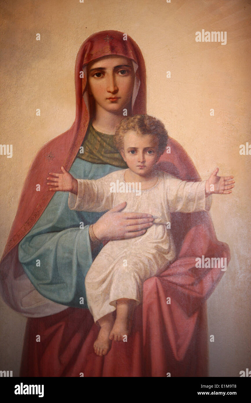 Virgin and child icon in St Stephen's Bulgarian church Stock Photo