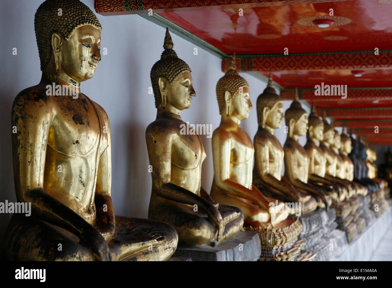 Buddha statues in Wat Po Stock Photo