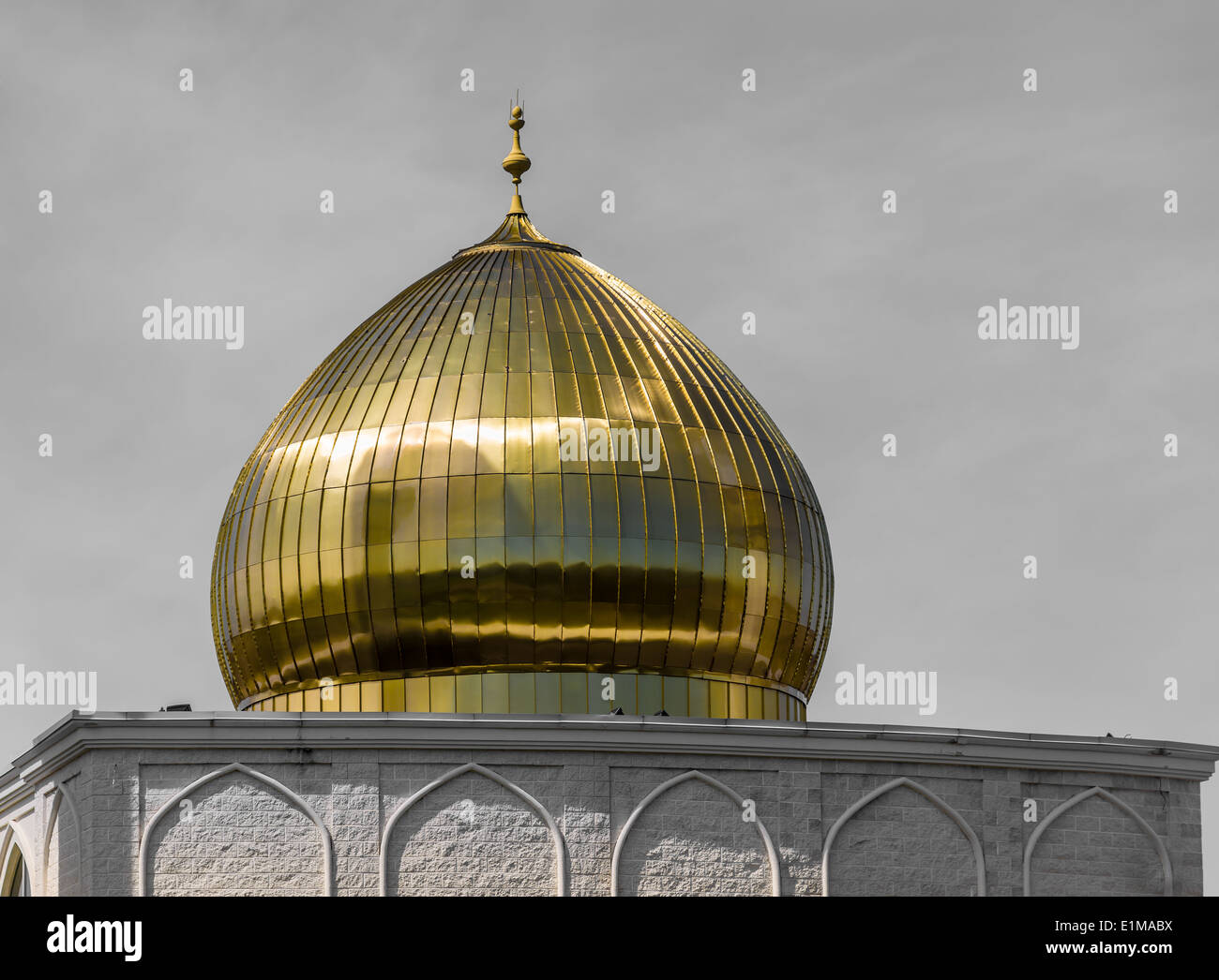 A gold dome on a temple outside on Toronto. Stock Photo