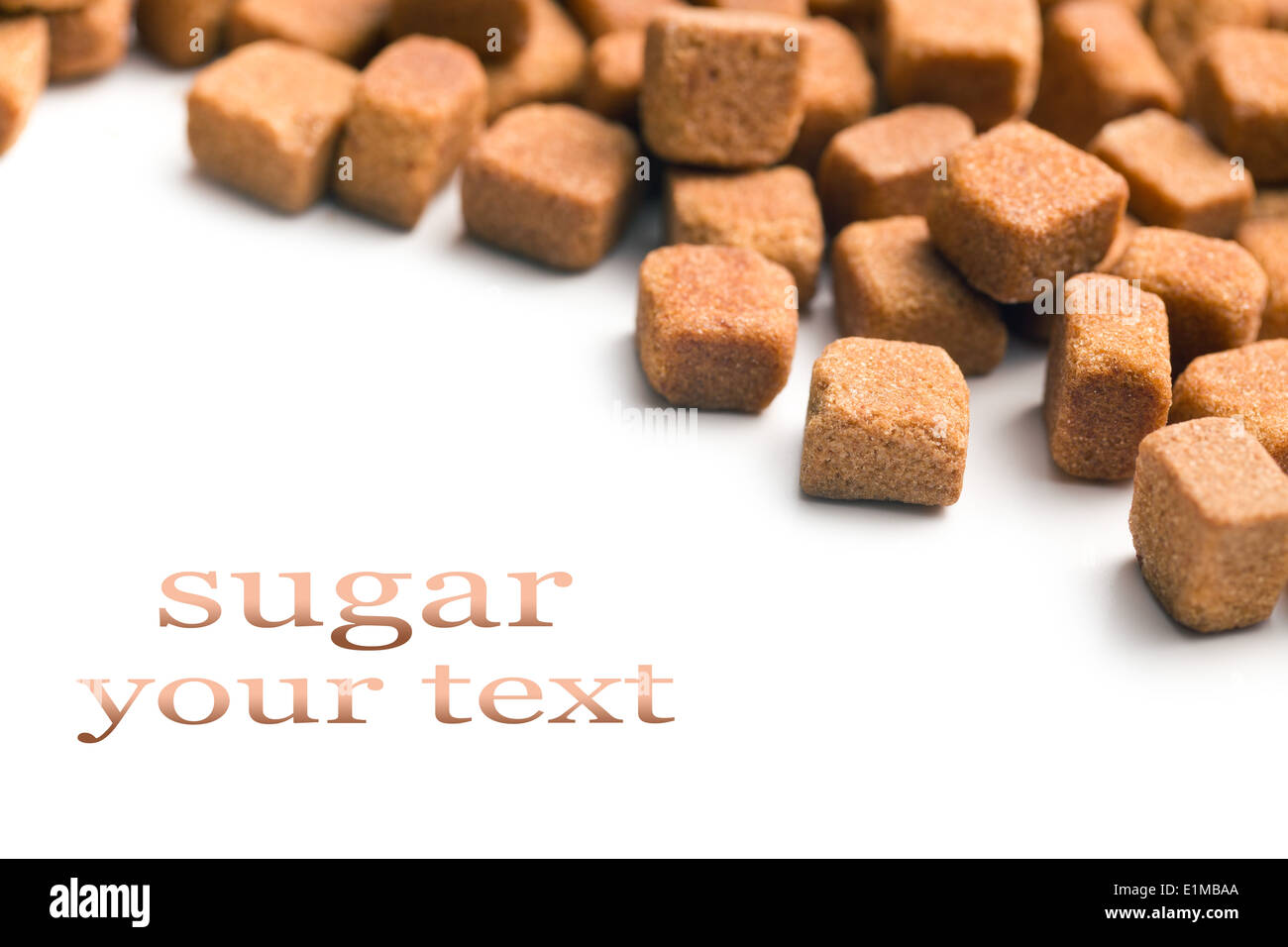 brown sugar cubes on white background Stock Photo