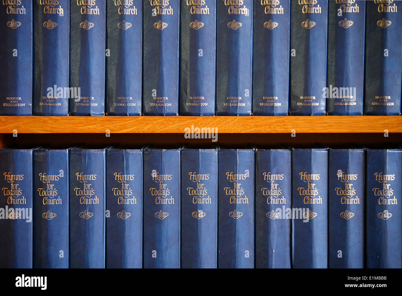 Hymn books in a reformed church Stock Photo