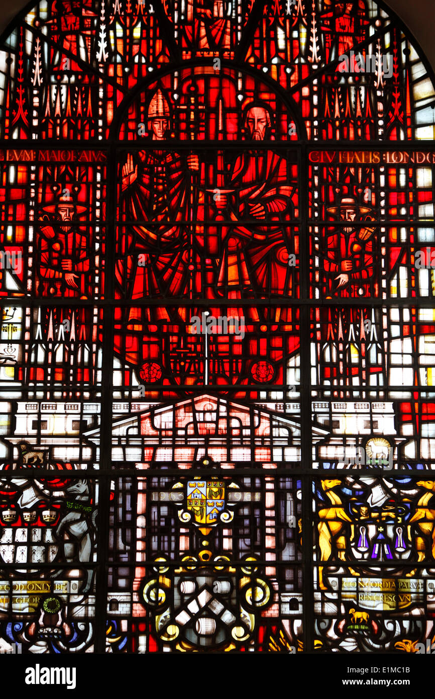 St Mary le Bow church, City of London. Stained glass designed by John
