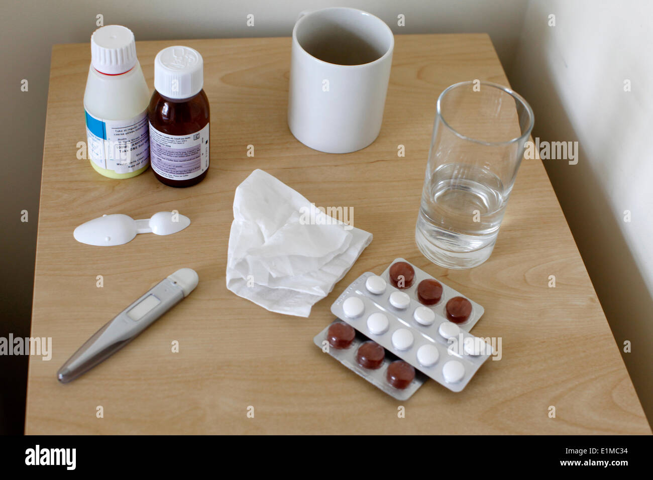 Medicine on bedside table Stock Photo Alamy