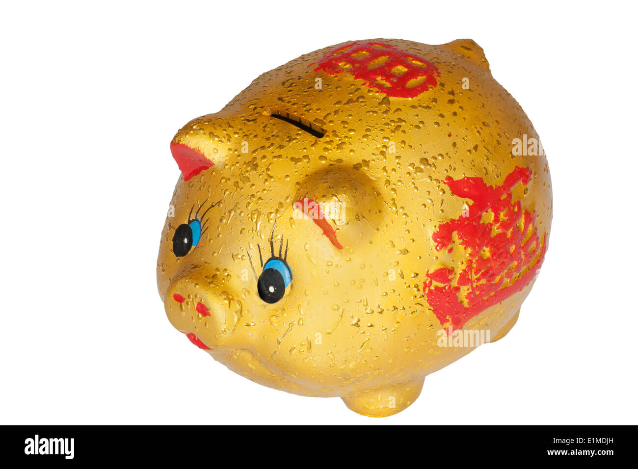 Chinese piggy bank isolated in white background with a clipping path
