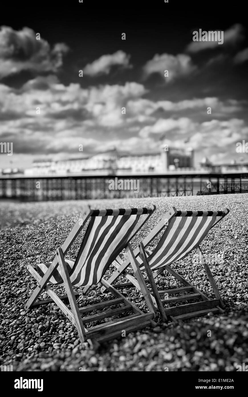 Brighton deck chairs Black and White Stock Photos & Images - Alamy