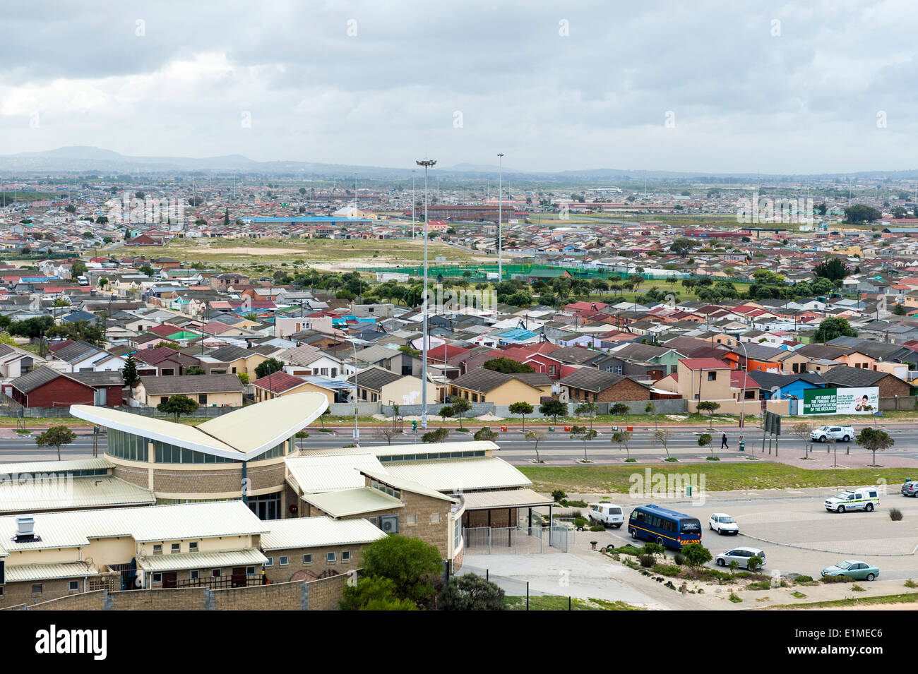 Panoramic view over Khayelitsha township, Cape Town, South Africa Stock Photo