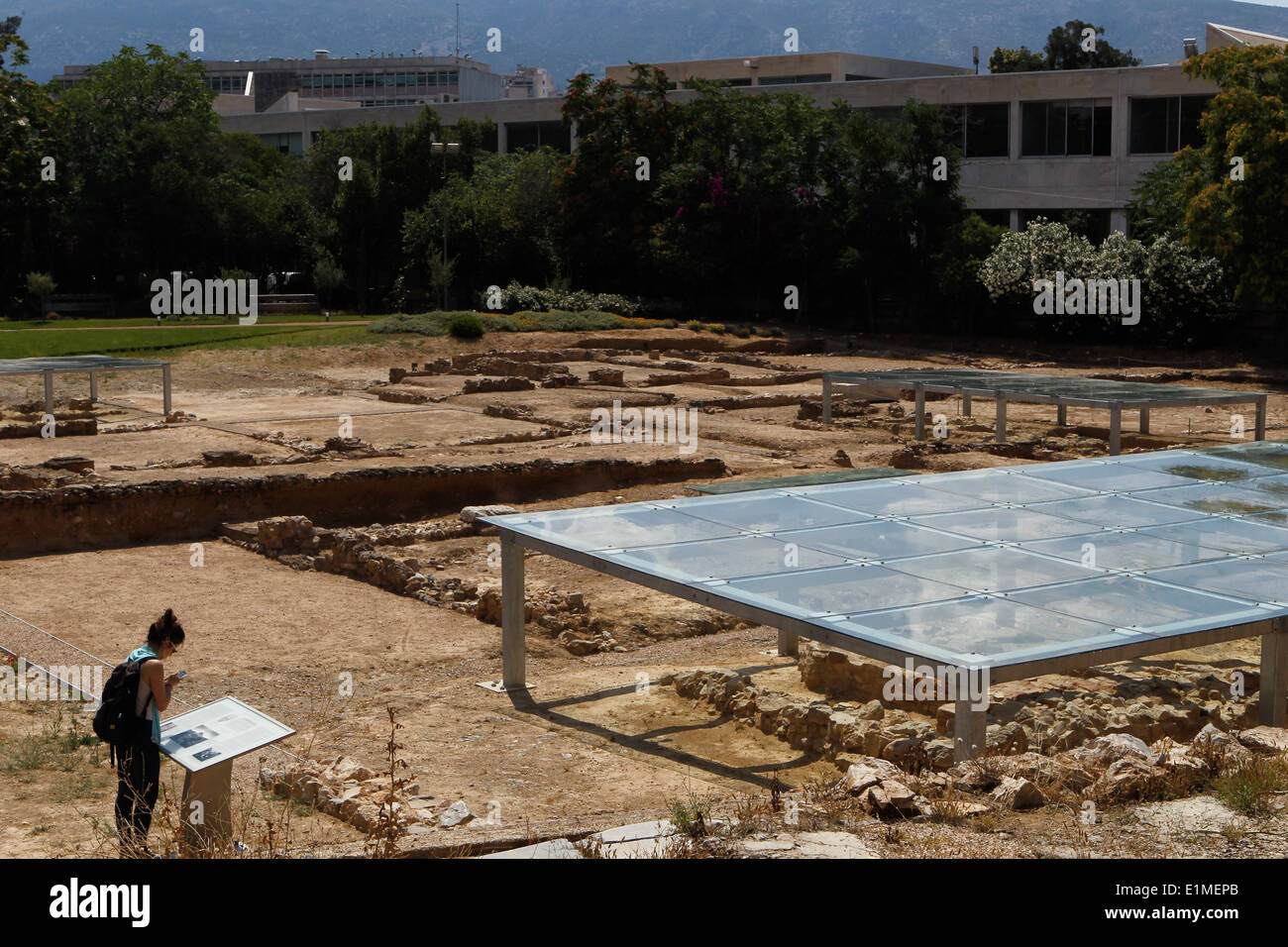 A new archaeological site open in the center of Athens, Aristotle's Lyceum. The discovery of the Lyceum and the adjacent Palaistra, or wrestling school, was made by archaeologists in 1996 and was hailed as the "discovery of the century" by international media, not just because it is where Aristotle taught some 2,500 years ago, but also because it contained valuable information regarding the topography of ancient Athens. Stock Photo
