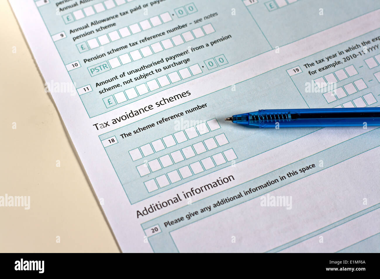 UK tax return and pen, Stock Photo