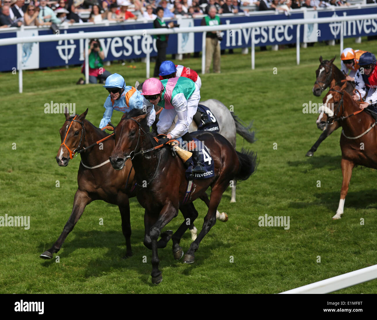 Epsom, UK. 06th June, 2014. Abseil under James Doyle wins The Investec Mile during Ladies Day of the 2014 Epsom Derby Festival. Credit:  Action Plus Sports/Alamy Live News Stock Photo
