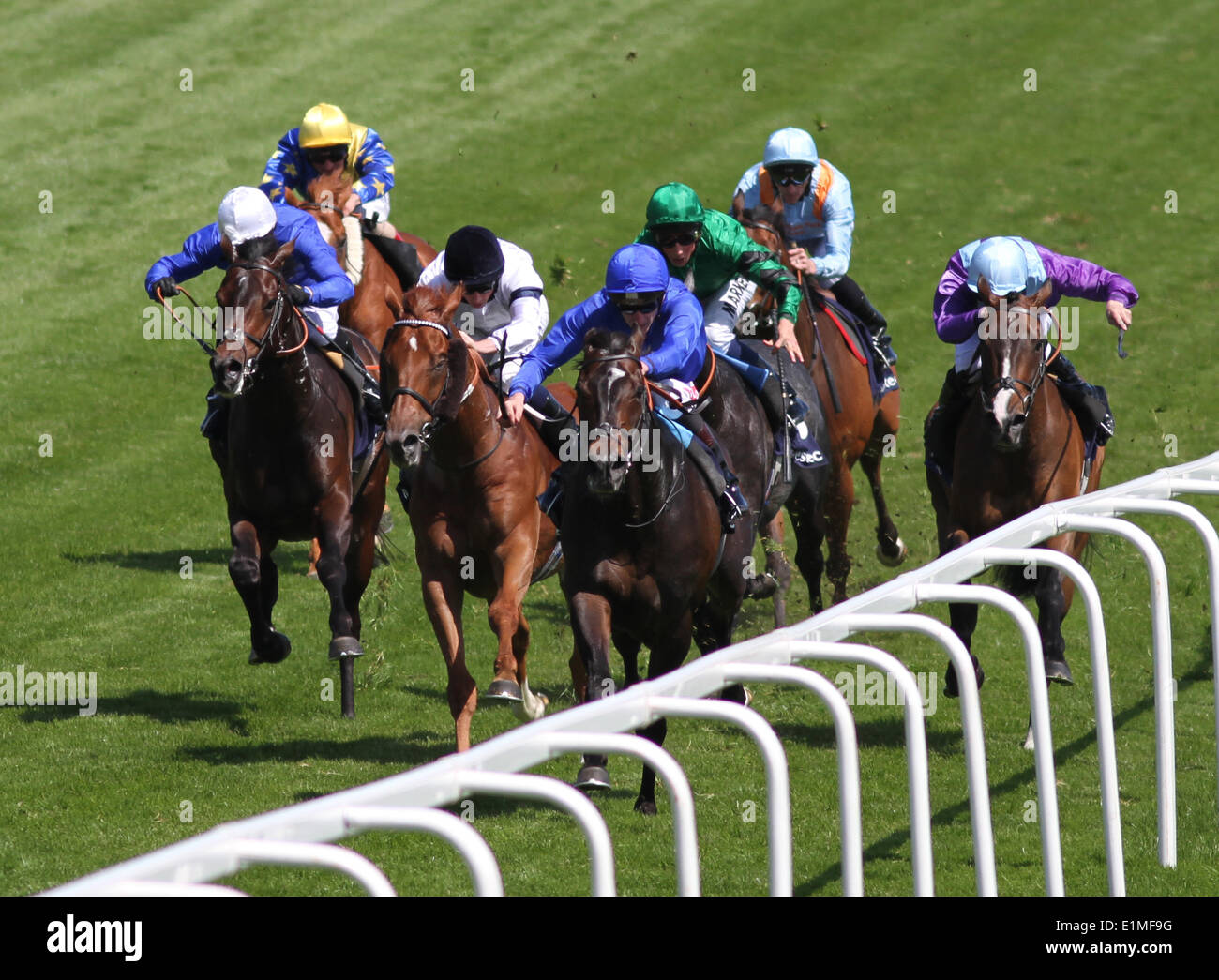 Epsom, UK. 06th June, 2014. French Navy under Adam Kirby wins The Investec Diomed Stakes during Ladies Day of the 2014 Epsom Derby Festival. Credit:  Action Plus Sports/Alamy Live News Stock Photo