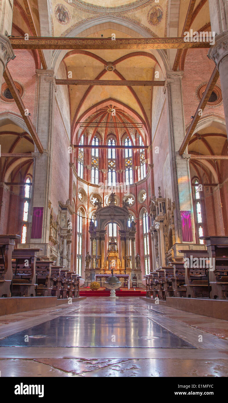 VENICE, ITALY - MARCH 12, 2014: Interior of Basilica di san Giovanni e Paolo church. Stock Photo