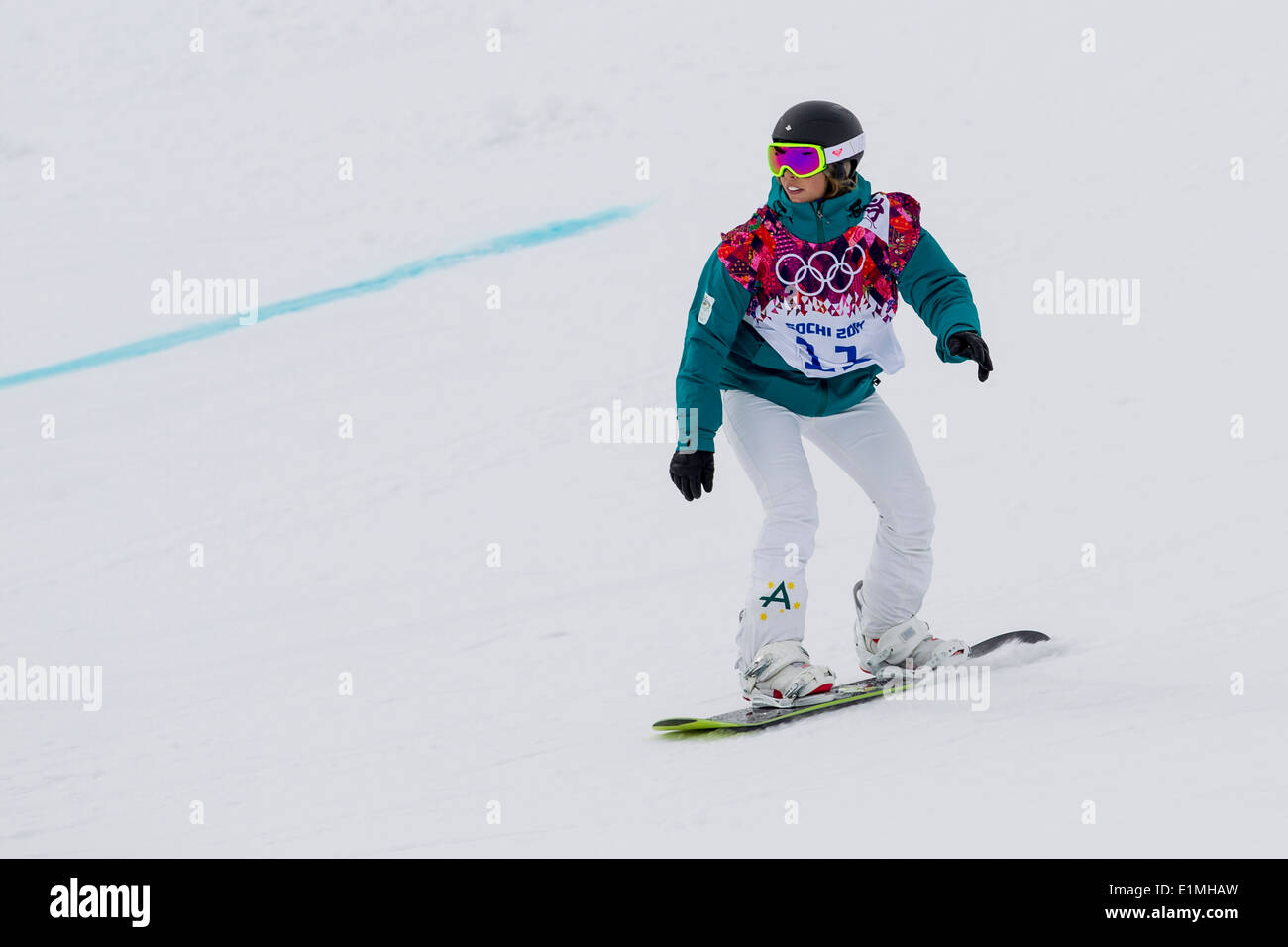 Torah Bright (AUS) competing in Ladies's Snowboard Slopestyle at the Olympic Winter Games, Sochi 2014 Stock Photo