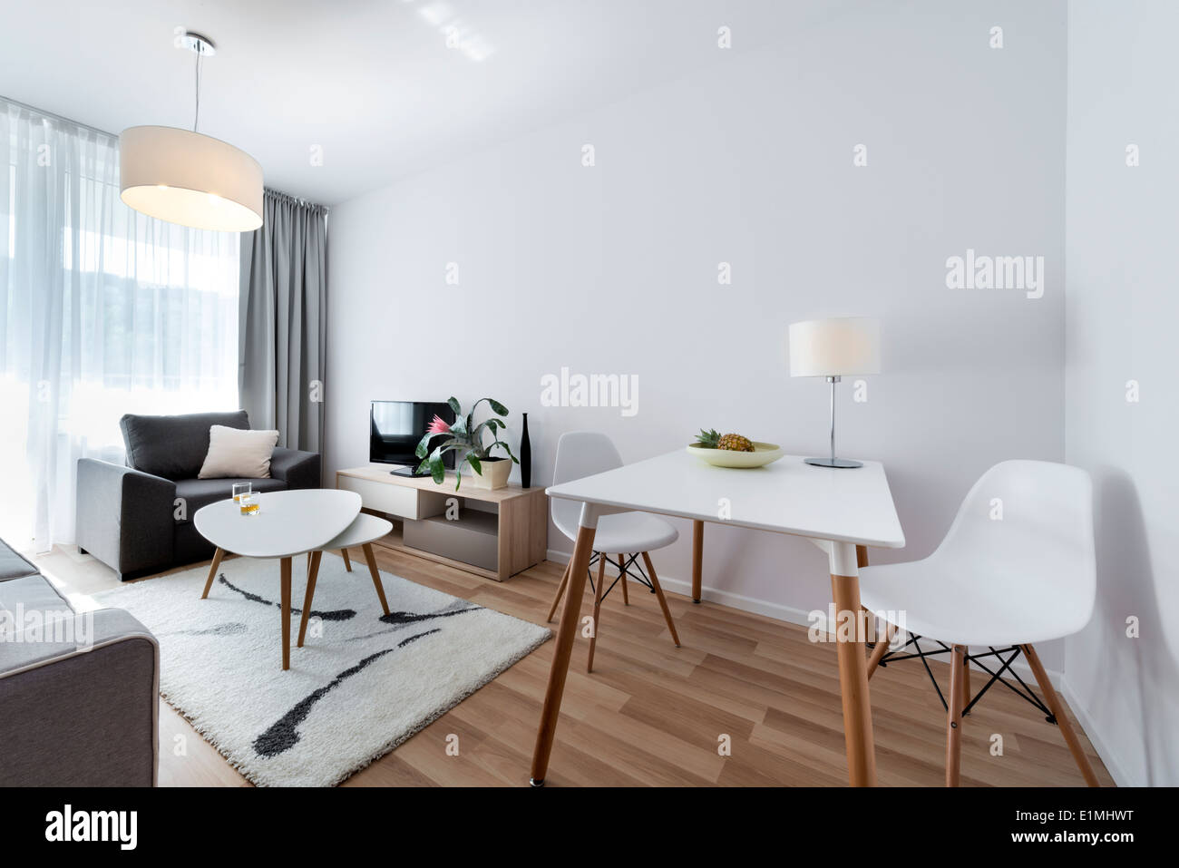 Modern white interior design room in scandinavian style stock image