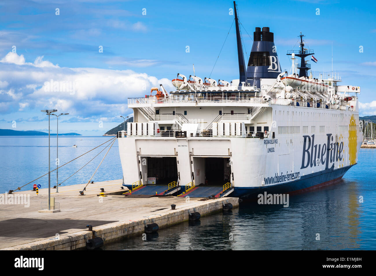 A ferry is seen being loaded at the main port terminal in split croatia