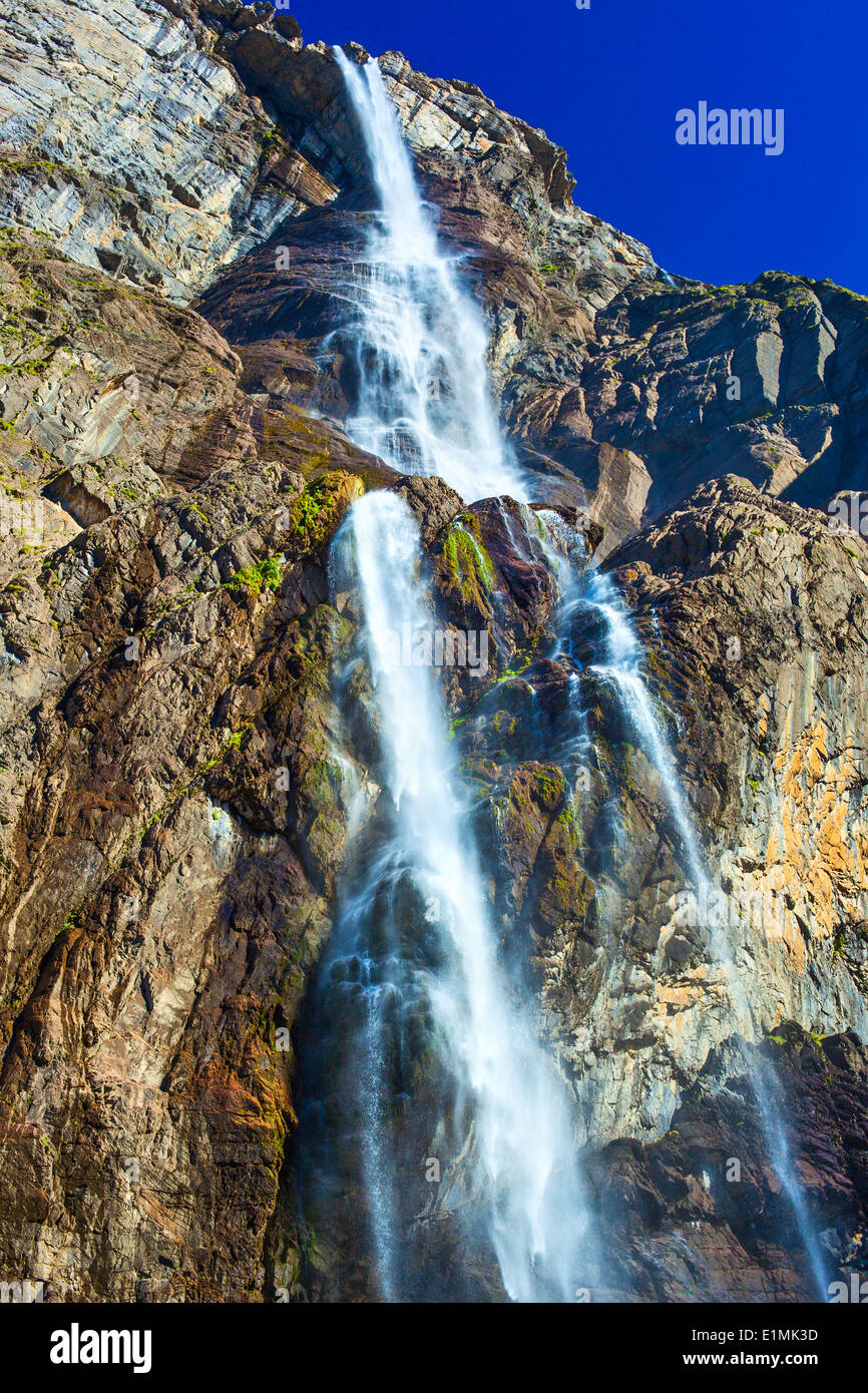 Waterfall in high mountains in Pyrenees. Stock Photo